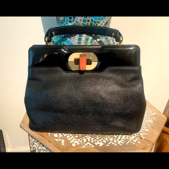 BVLGARI ISABELLA ROSSELLINI LEATHER HANDBAG black calf - Picture 2 of 15